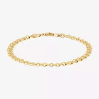 Womens 10K Gold 7.25 Inch Hollow Fashion Chain Bracelet