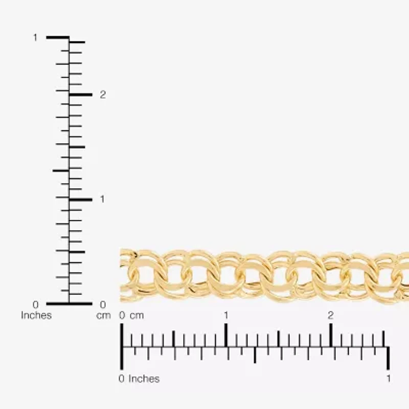 Womens 10K Gold 7.25 Inch Hollow Fashion Chain Bracelet