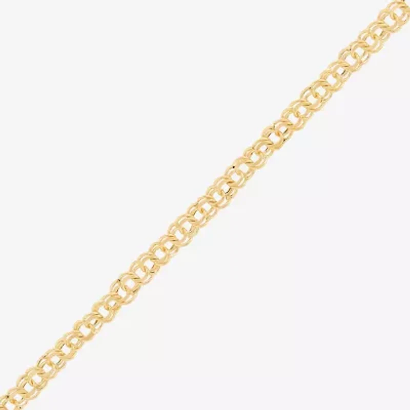 Womens 10K Gold 7.25 Inch Hollow Fashion Chain Bracelet