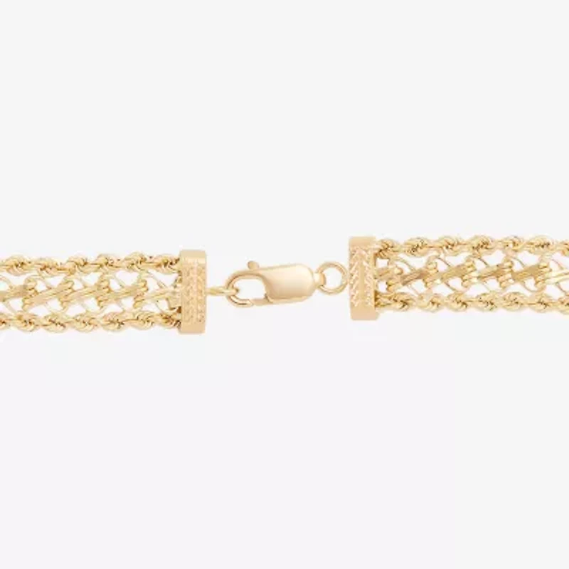 Womens 14K Gold Inch Hollow Rope Chain Bracelet