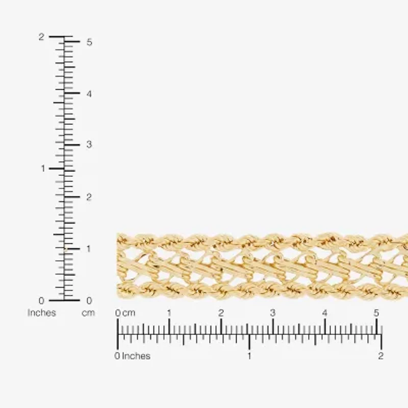 Womens 14K Gold Inch Hollow Rope Chain Bracelet
