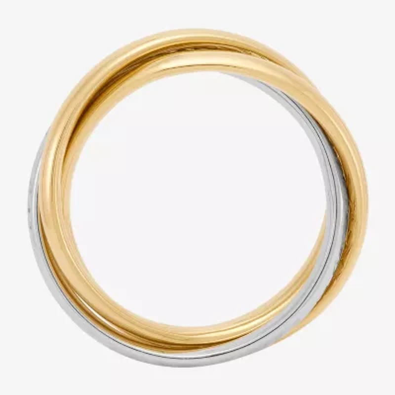 Made Italy Womens 3MM 10K Two Tone Gold Round Band