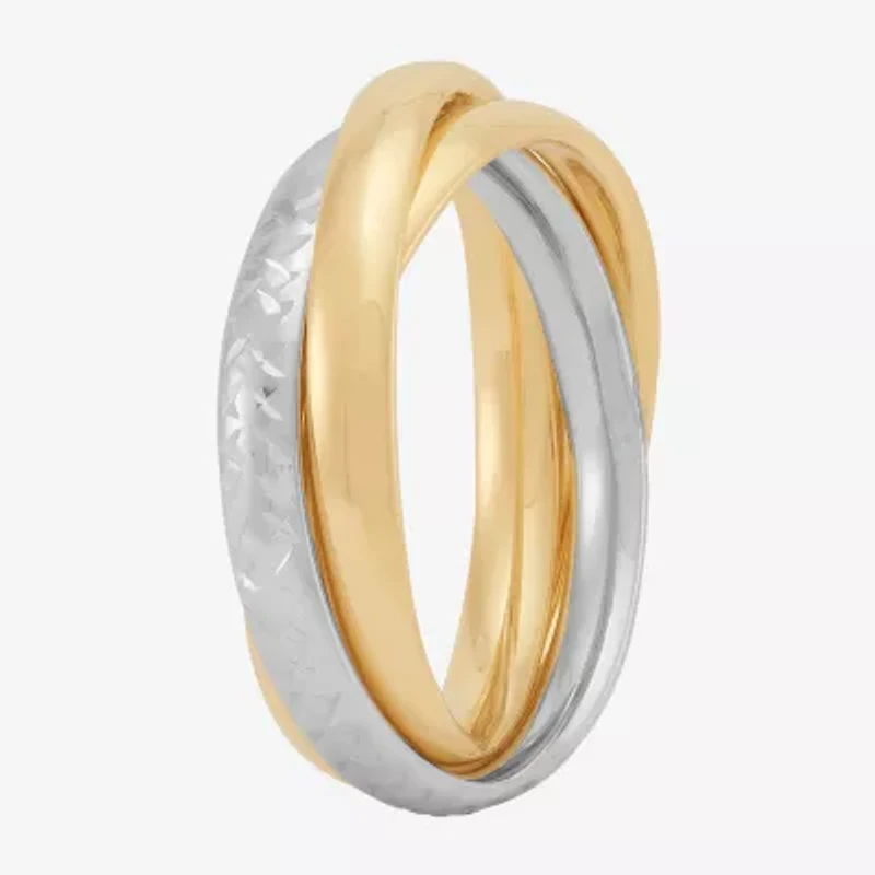 Made Italy Womens 3MM 10K Two Tone Gold Round Band
