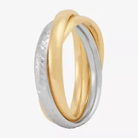 Made Italy Womens 3MM 10K Two Tone Gold Round Band