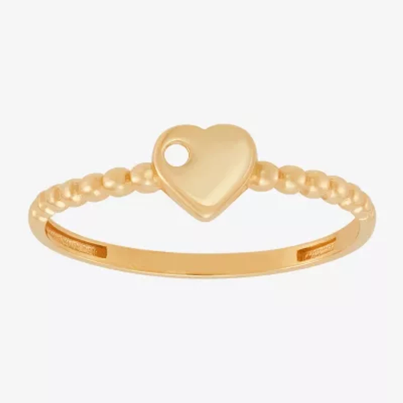 Gold Addiction Womens 10K Heart Round Band
