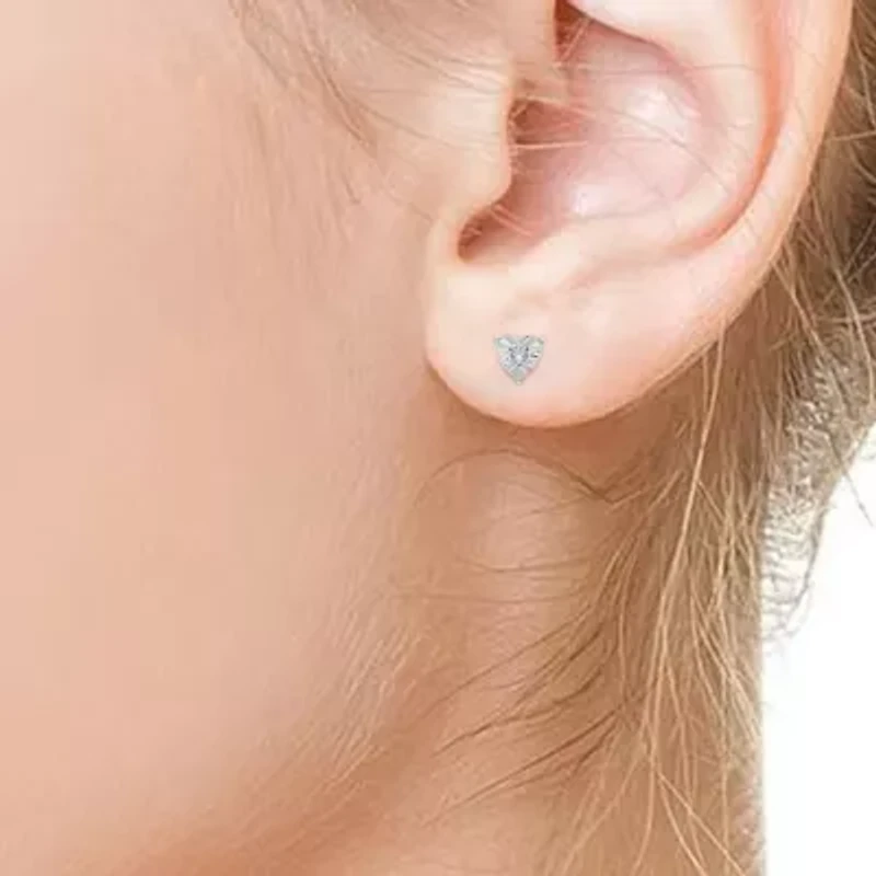 Yes, Please! Womens 1/10 CT. T.W. Natural White Diamond Sterling Silver Heart 2 Pair Earring Set