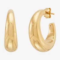 Womens 14K Gold 25mm Round Hoop Earrings