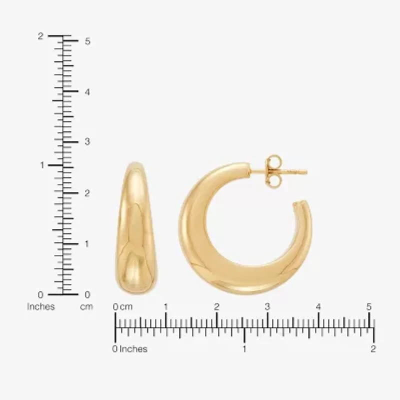 Womens 14K Gold 25mm Round Hoop Earrings