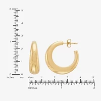 Womens 14K Gold 25mm Round Hoop Earrings