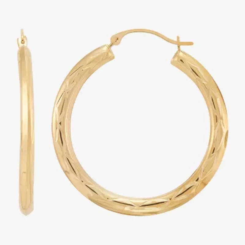 Womens 10K Gold 32.3mm Round Hoop Earrings