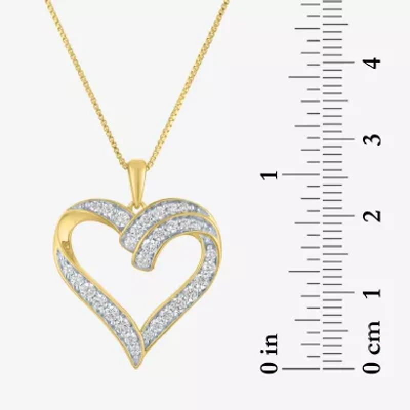 (G-H / I1-I2) Womens 5/8 CT. T.W. Lab Grown White Diamond 14K Gold Over Silver Sterling Silver Heart 18 Inch Pendant Necklace