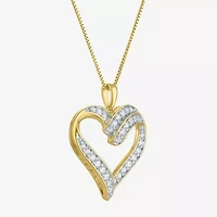 (G-H / I1-I2) Womens 5/8 CT. T.W. Lab Grown White Diamond 14K Gold Over Silver Sterling Silver Heart 18 Inch Pendant Necklace