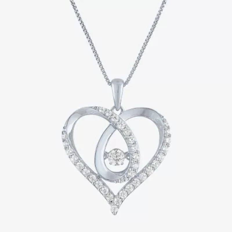 (G-H / I1-I2) Womens 5/8 CT. T.W. Lab Grown White Diamond Sterling Silver Heart 18 Inch Pendant Necklace