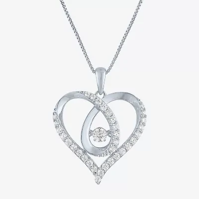 (G-H / I1-I2) Womens 5/8 CT. T.W. Lab Grown White Diamond Sterling Silver Heart 18 Inch Pendant Necklace