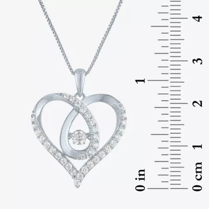 (G-H / I1-I2) Womens 5/8 CT. T.W. Lab Grown White Diamond Sterling Silver Heart 18 Inch Pendant Necklace