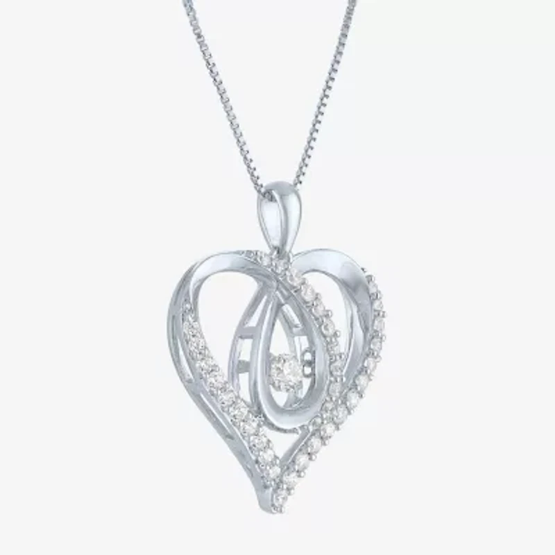 (G-H / I1-I2) Womens 5/8 CT. T.W. Lab Grown White Diamond Sterling Silver Heart 18 Inch Pendant Necklace