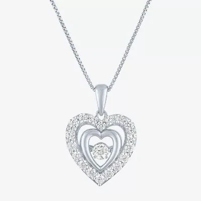 (G-H / I1-I2) Womens 5/8 CT. T.W. Lab Grown White Diamond Sterling Silver Heart 18 Inch Pendant Necklace