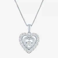 G-H / I1-I2) Womens / CT. T.W. Lab Grown White Diamond Sterling Silver Heart Inch Pendant Necklace