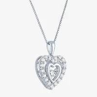 G-H / I1-I2) Womens / CT. T.W. Lab Grown White Diamond Sterling Silver Heart Inch Pendant Necklace