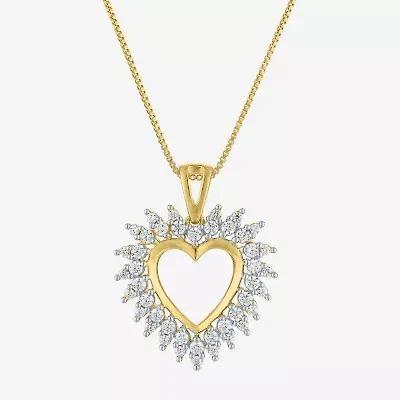 (G-H / I1-I2) Womens 5/8 CT. T.W. Lab Grown White Diamond 14K Gold Over Silver Sterling Silver Heart 18 Inch Pendant Necklace