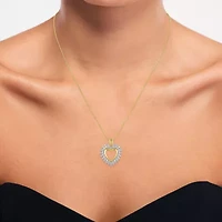 (G-H / I1-I2) Womens 5/8 CT. T.W. Lab Grown White Diamond 14K Gold Over Silver Sterling Silver Heart 18 Inch Pendant Necklace