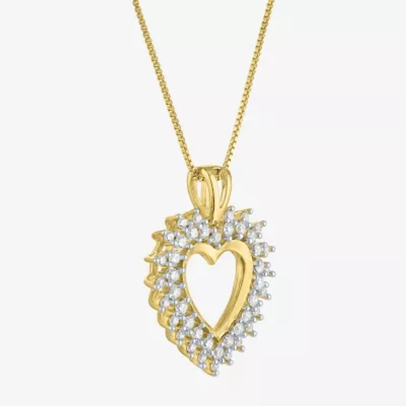 (G-H / I1-I2) Womens 5/8 CT. T.W. Lab Grown White Diamond 14K Gold Over Silver Sterling Silver Heart 18 Inch Pendant Necklace