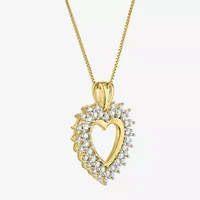 (G-H / I1-I2) Womens 5/8 CT. T.W. Lab Grown White Diamond 14K Gold Over Silver Sterling Silver Heart 18 Inch Pendant Necklace