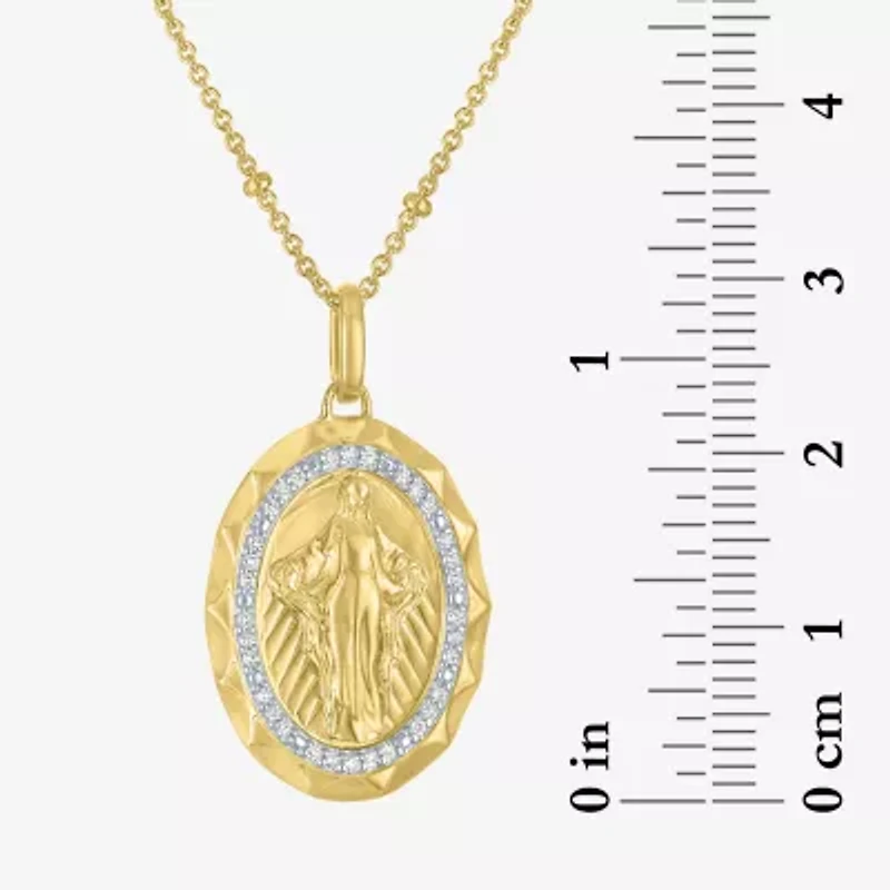 Medalla Milagrosa / Miraculous Medal (G-H / Si2-I1) Womens 1/10 CT. T.W. Lab Grown White Diamond 14K Gold Over Silver Sterling Silver 18 Inch Pendant Necklace