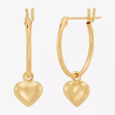 Limited Quantities! Girls 14K Gold 12.5mm Heart Hoop Earrings