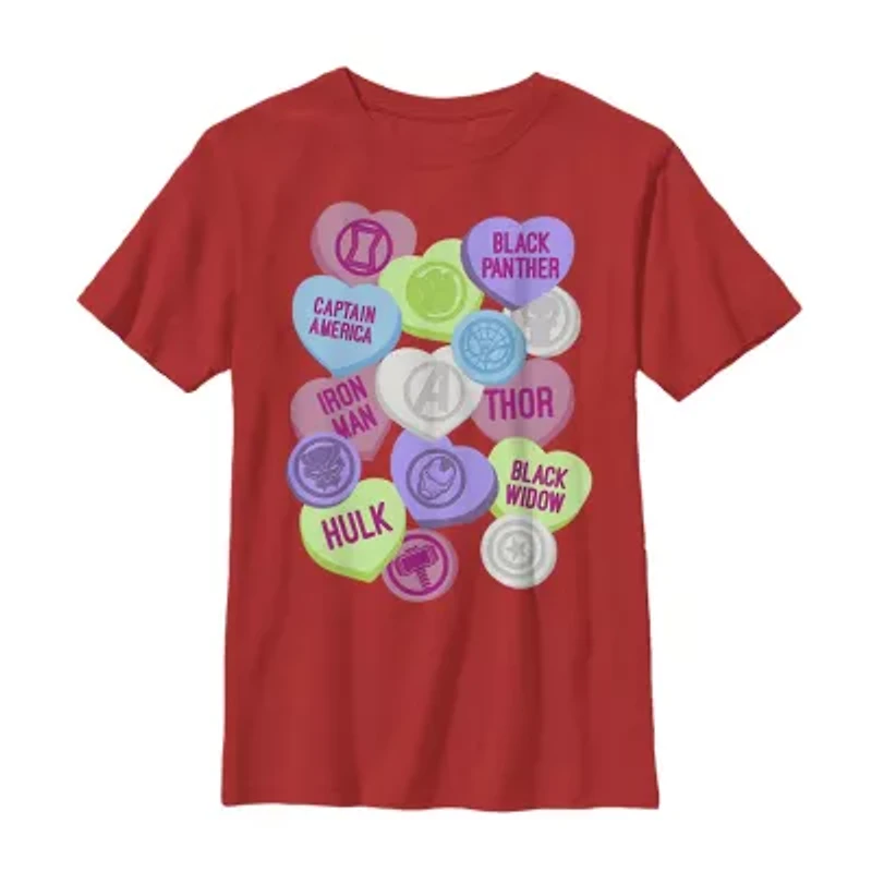 Disney Collection Little & Big Kid Boys Crew Neck Short Sleeve Avengers Graphic T-Shirt