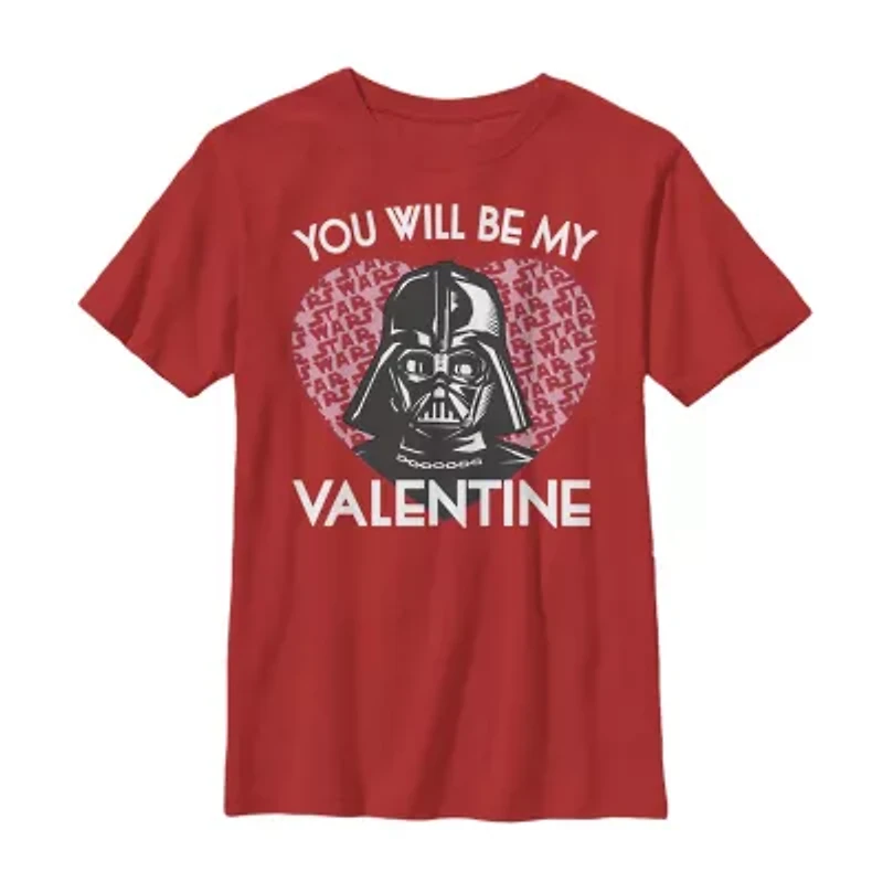 Disney Collection Darth Vader Little & Big Kid Boys Crew Neck Short Sleeve Star Wars Graphic T-Shirt