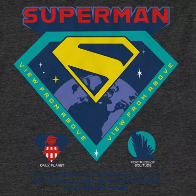 Mens Crew Neck Short Sleeve Regular Fit Superman Big and Tall Graphic T-Shirt