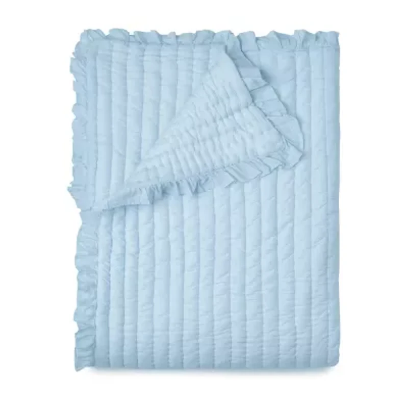 Martha Stewart Blue Ruffle Reversible Quilt