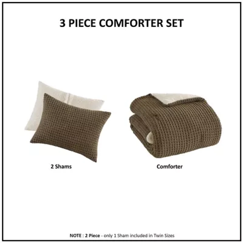 Madison Park Ellis Waffle Knot Chenille Midweight Comforter Set