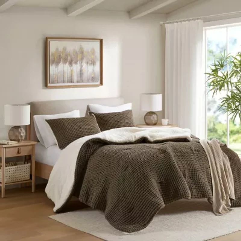 Madison Park Ellis Waffle Knot Chenille Midweight Comforter Set