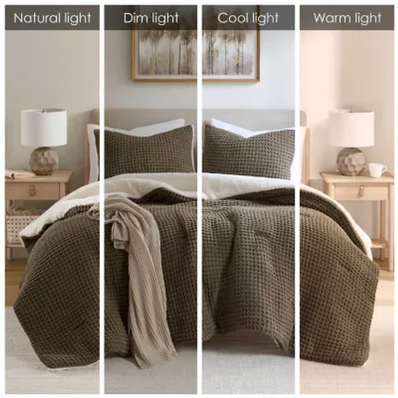 Madison Park Ellis Waffle Knot Chenille Midweight Comforter Set