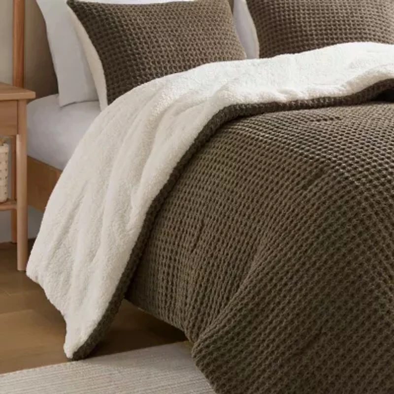 Madison Park Ellis Waffle Knot Chenille Midweight Comforter Set