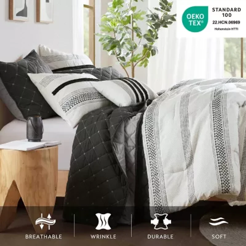 Madison Park Bianca Stripe 7-pc. Midweight Comforter & Coverlet Set
