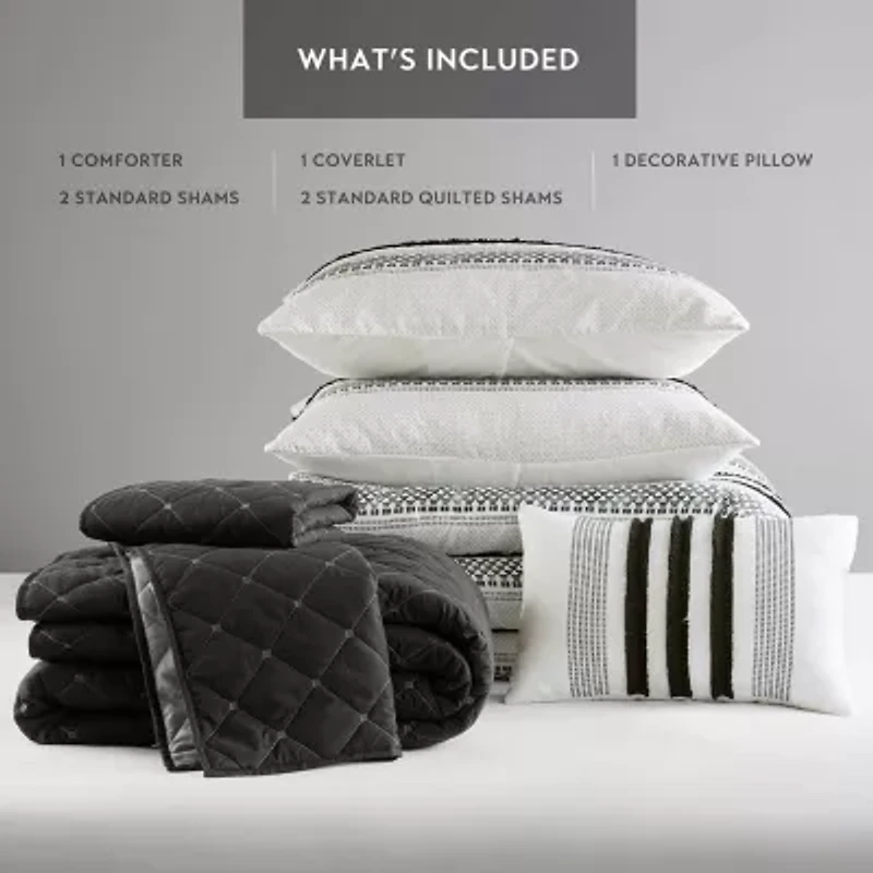 Madison Park Bianca Stripe 7-pc. Midweight Comforter & Coverlet Set