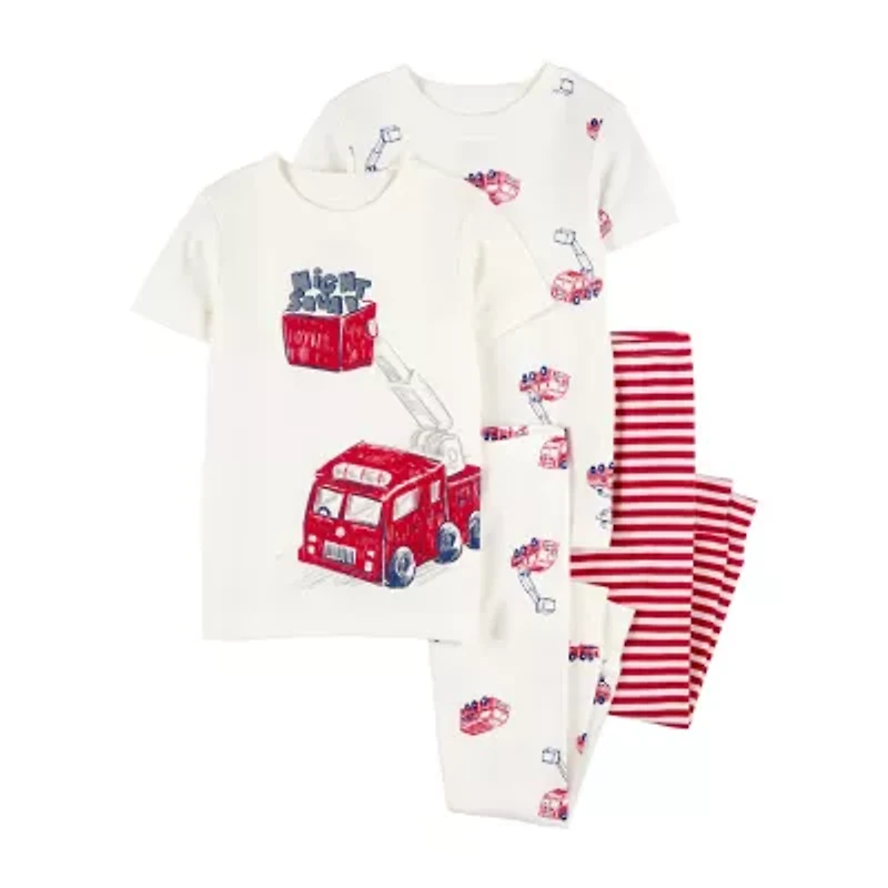 Carter's Toddler Boys Rib Round Neck Short Sleeve 4-pc. Pajama Sets