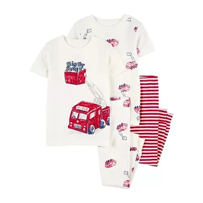 Carter's Toddler Boys Rib Round Neck Short Sleeve 4-pc. Pajama Sets