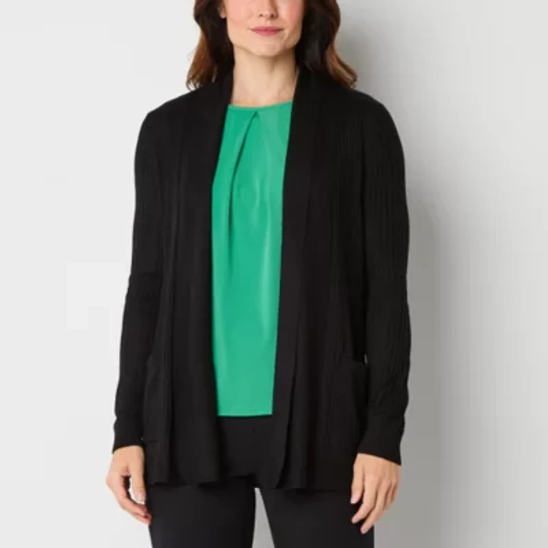 Liz Claiborne Womens Long Sleeve Open Front Cardigan