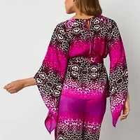 Bold Elements Womens Boat Neck Long Sleeve Satin Blouse