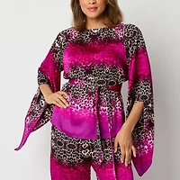 Bold Elements Womens Boat Neck Long Sleeve Satin Blouse