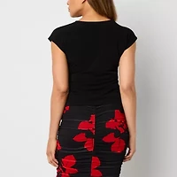 Bold Elements Womens V Neck Short Sleeve Blouse