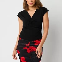 Bold Elements Womens V Neck Short Sleeve Blouse