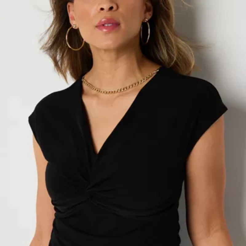 Bold Elements Womens V Neck Short Sleeve Blouse