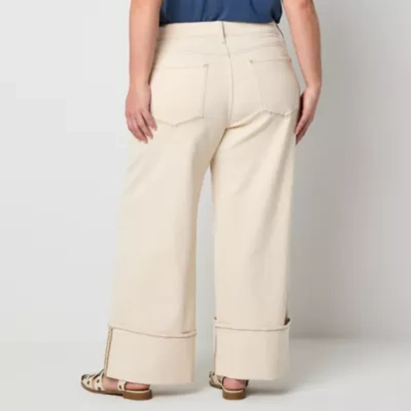 a.n.a Womens Plus Highest Rise Wide Leg Jean