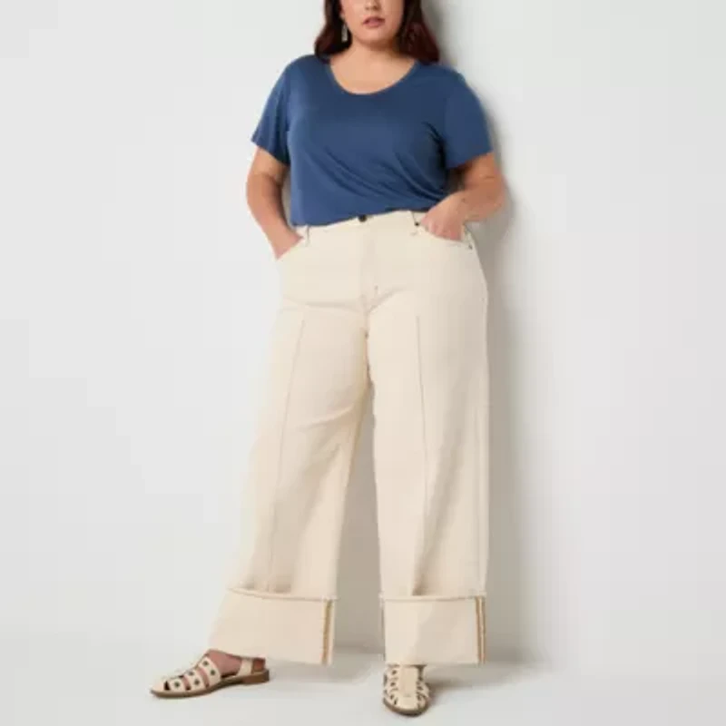 a.n.a Womens Plus Highest Rise Wide Leg Jean