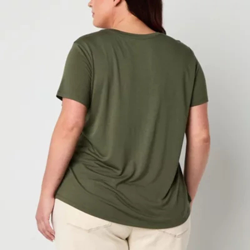 a.n.a Womens Plus Scoop Neck Short Sleeve T-Shirt